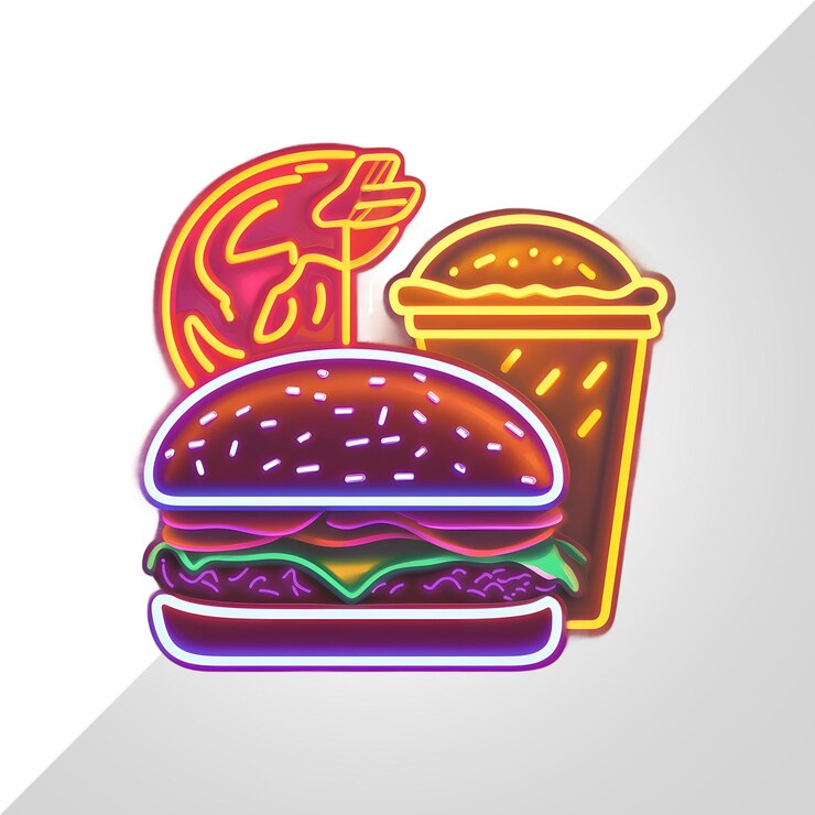 PSD combo de comida rápida de neón