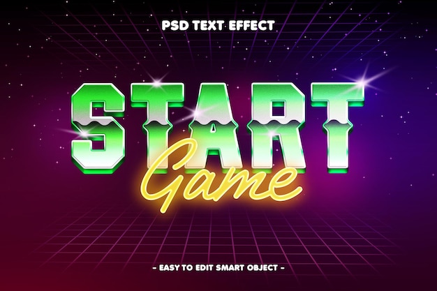 PSD comece o jogo 3d efeito de texto editável