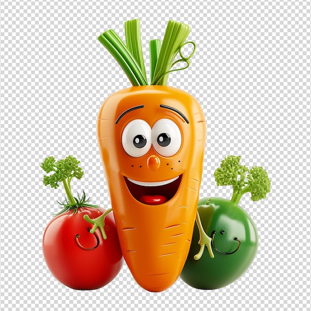 PSD comedia de dibujos animados de verduras aisladas en un fondo transparente png