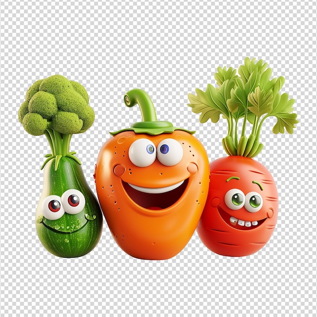 PSD comedia de dibujos animados de verduras aisladas en un fondo transparente png