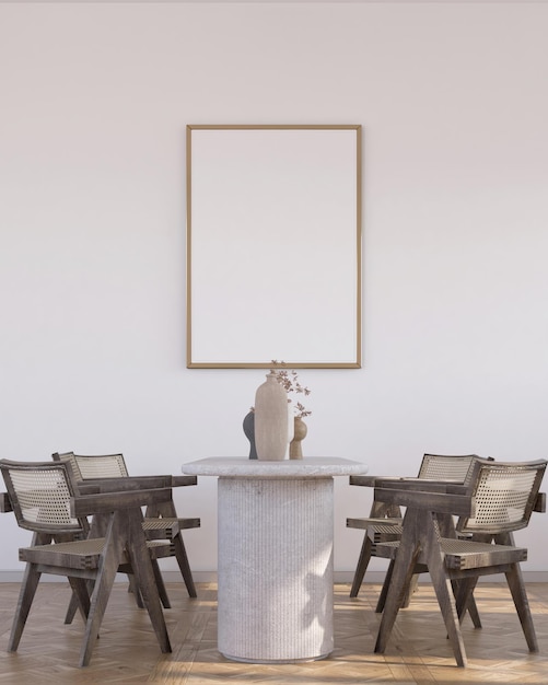 Comedor moderno con maqueta de póster