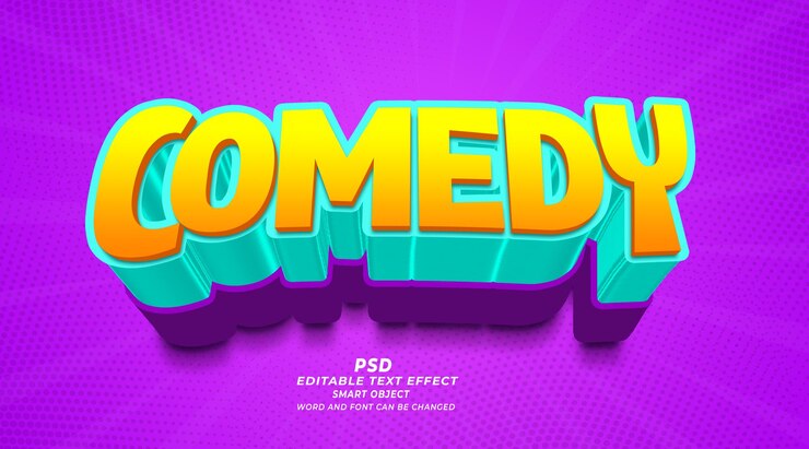 PSD comedy show estilo de efeito de texto editável em photoshop 3d