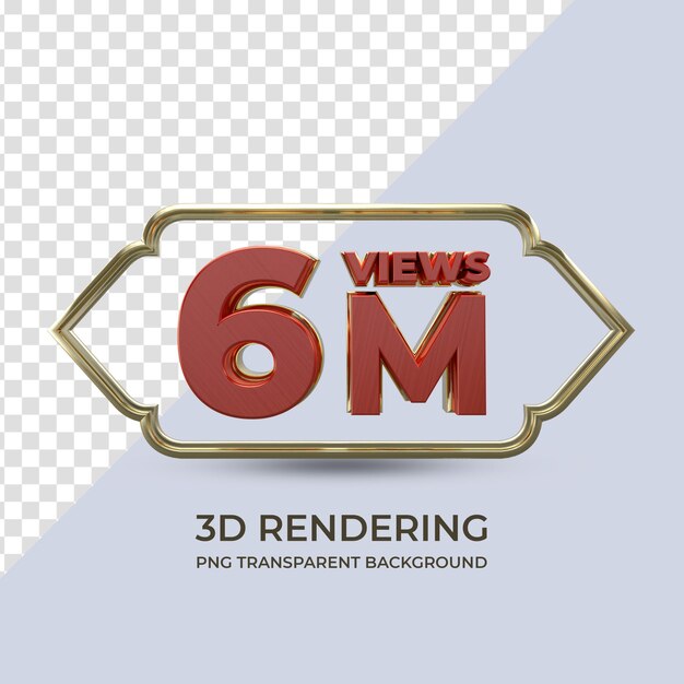 PSD comemoração 6 milhões de visualizações renderização em 3d de fundo transparente isolado