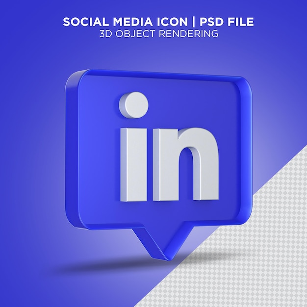 Comentário de forma de ícone do linkedin 3d premium file psd