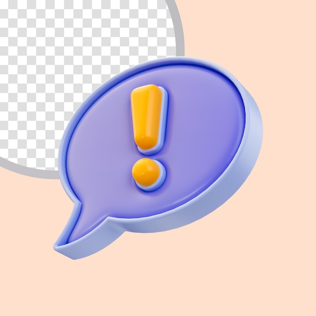 comentario icono de exclamación concepto de presentación 3d para información y señal de mensaje de notificación de advertencia