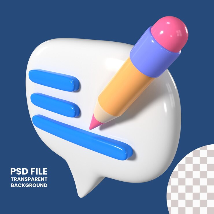 PSD comentario icono de ilustración 3d