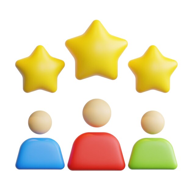 Comentarios 3D y calificación de la experiencia del cliente ilustración e icono de representación de alta calidad