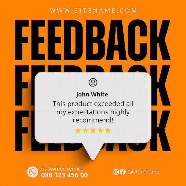 Comentarios de clientes Diseño de testimonios para redes sociales e Instagram plantilla de publicación PSD