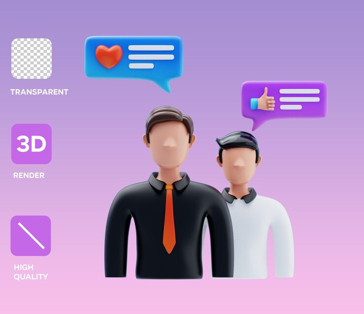 PSD comentarios de los clientes ilustración del objeto 3d
