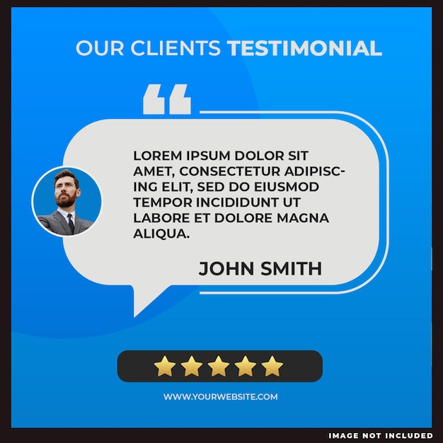 Comentarios de clientes o banner web testimonial para publicación en redes sociales