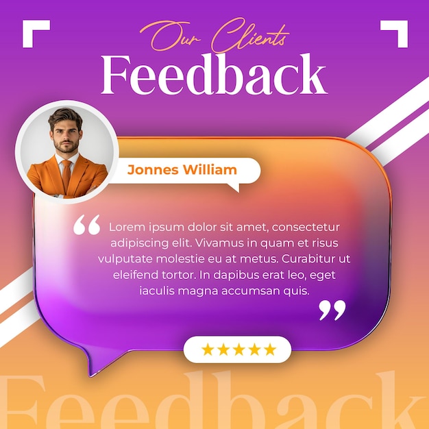 Comentarios de clientes o banner web testimonial para publicación en redes sociales