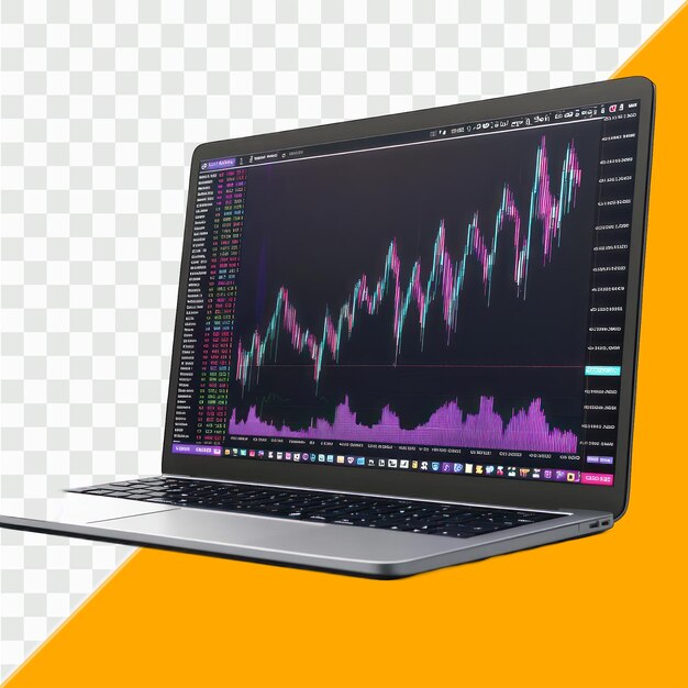Comercio de acciones en la computadora portátil