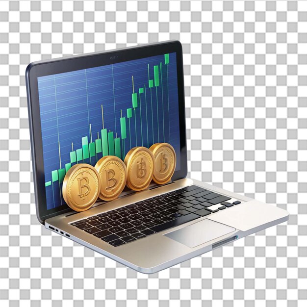 El comercio en línea de criptomonedas aislado en un fondo transparente