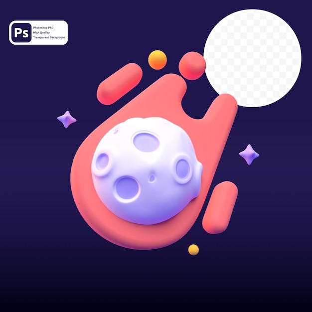 comet in 3d render for graphic asset web presentation or other