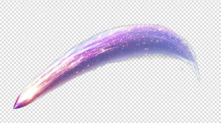PSD cometa con cola brillante aislado en un fondo transparente perfecto para diseños e ilustraciones de ciencia ficción