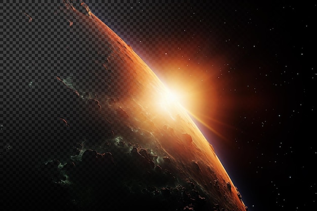 Cometa spazio pianeta luce del sole su sfondo trasparente