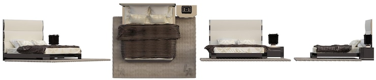 PSD comfortable bed with soft white pillows indoors