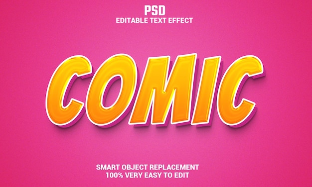 Comic 3d editierbarer texteffekt mit hintergrund premium psd