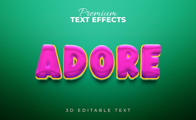PSD comic adore cortoon 3d brillante editable elegante texto efectos psd tamplate