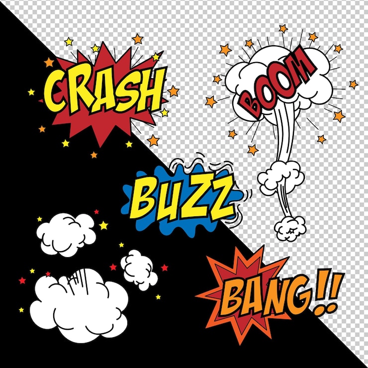 PSD comic book sound effects - explosions and onomatopoeia