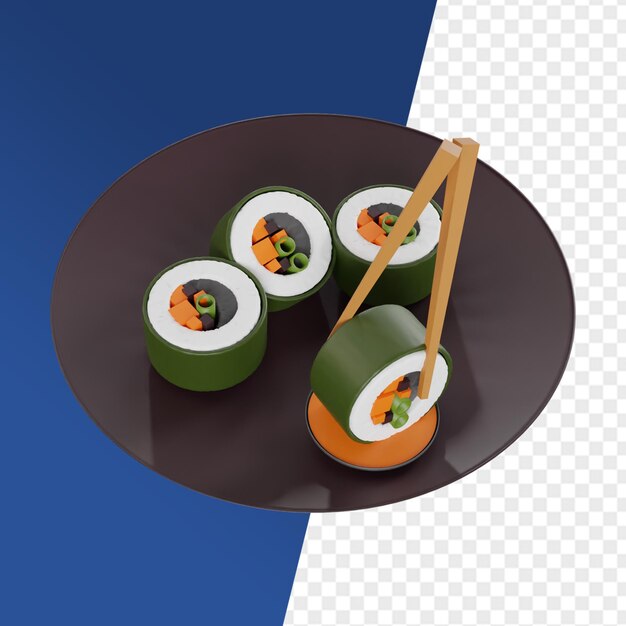 PSD comida asiática 3d ícone render clipart