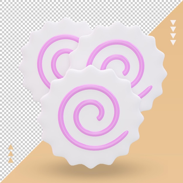 Comida asiática 3d Narutomaki renderizando vista frontal