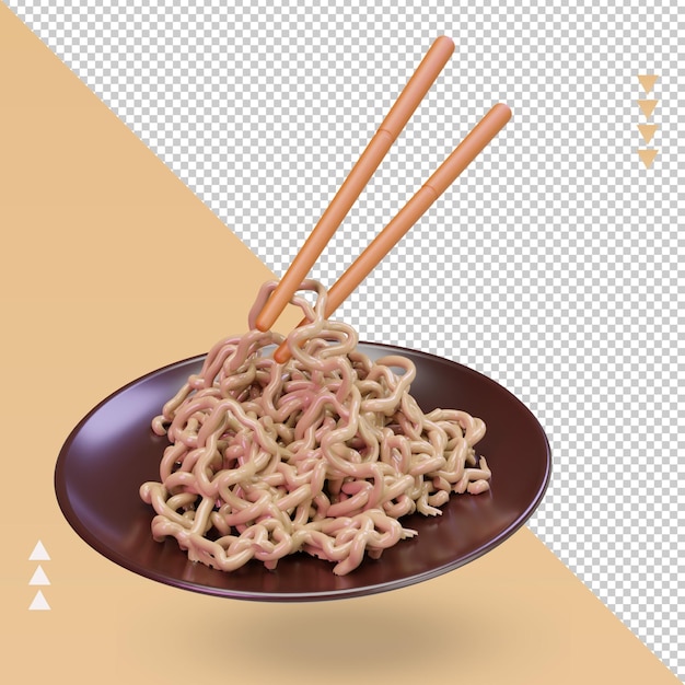 PSD comida asiática 3d soba renderizando vista esquerda