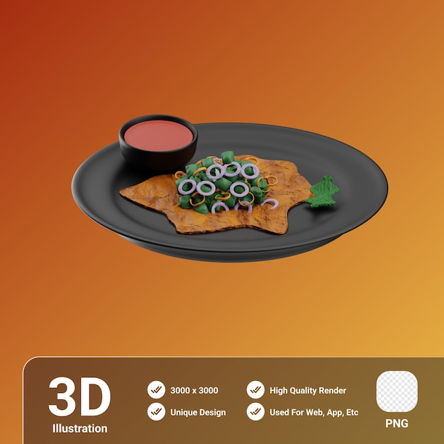 PSD comida asiática kai jiew moo saap ilustração 3d