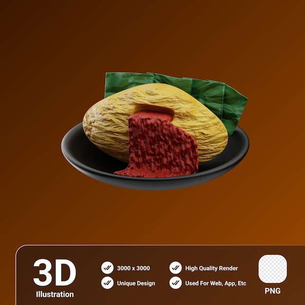 PSD comida asiática omuraisu ilustración 3d