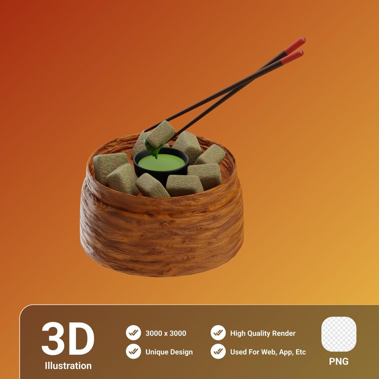 PSD comida asiática sangkaya ilustración 3d