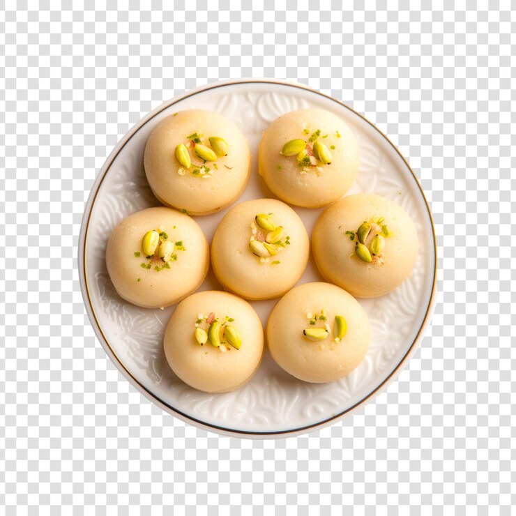 PSD comida dulce tradicional india methi laddu sobre un fondo blanco