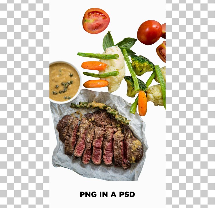 PSD comida de filete png en un psd