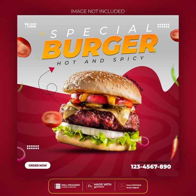 Comida hambúrguer mídia social instagram post banner modelo