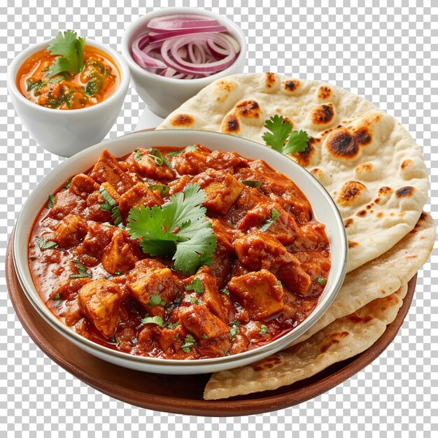 PSD comida india paneer roti nan cocina india arroz thali indio aislado sobre un fondo transparente