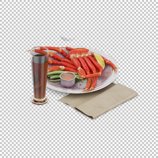 Comida isométrica na placa