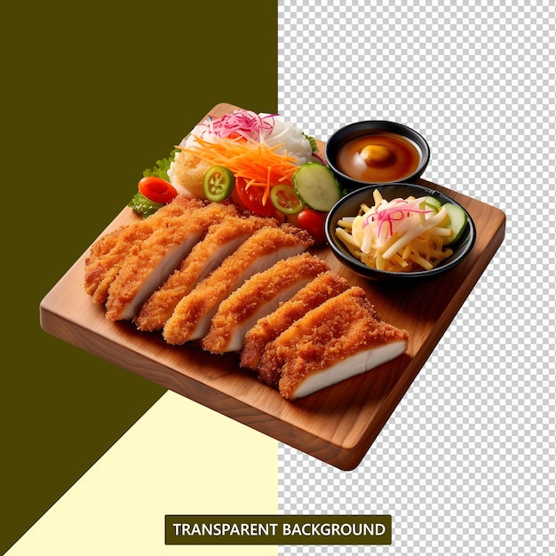 PSD la comida japonesa original tonkatsu servida con arroz en un hermoso plato.