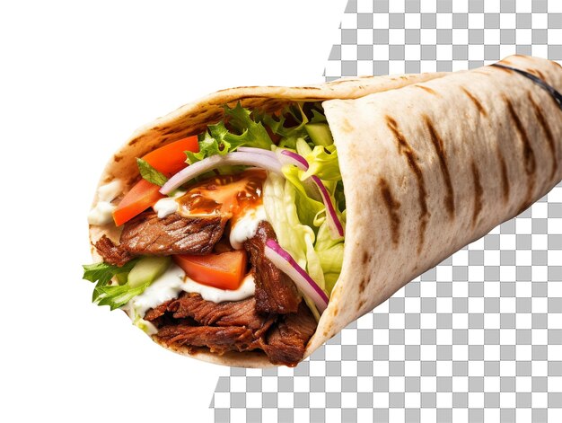 PSD comida de kebab doner con fondo transparente