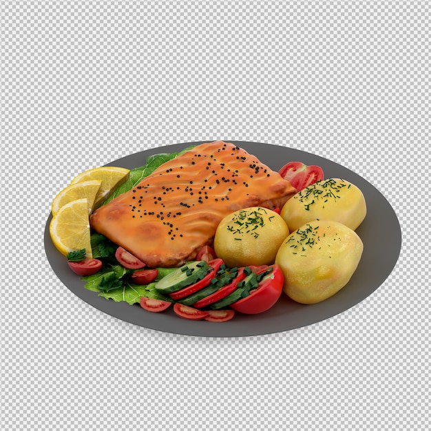 PSD comida na placa 3d render