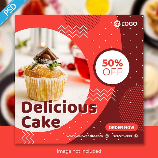 Comida para mídia social instagram post banner template premium