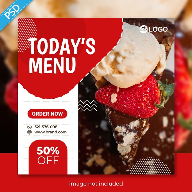 PSD comida para mídia social instagram post banner template premium