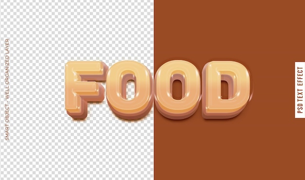 Comida psd com efeito de texto editável em estilo 3d