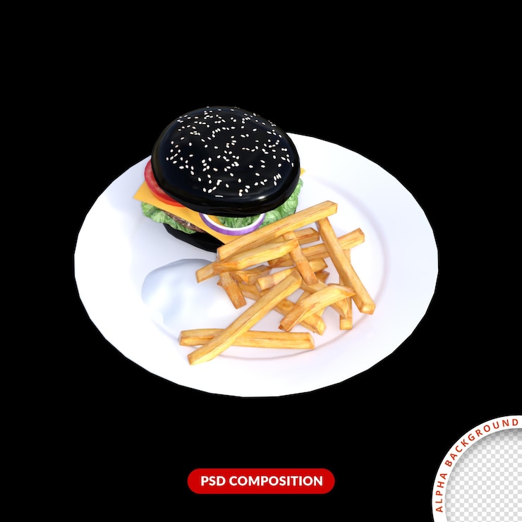PSD comida rápida 3d cupcake aislado premium psd 3d ilustración