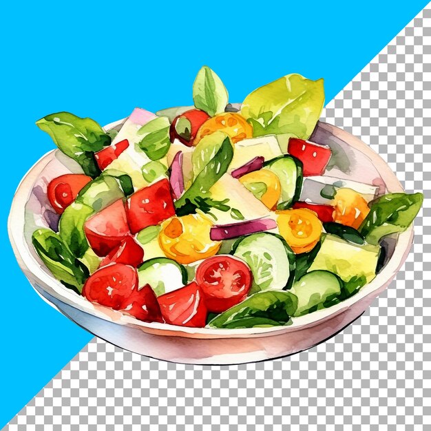 PSD comida rápida deliciosa ensalada acuarela ilustración de clipart