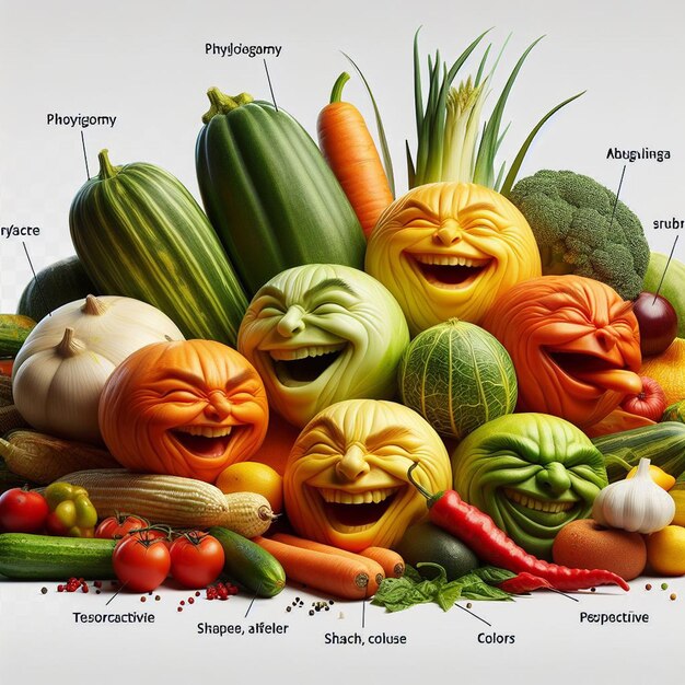 PSD comida sonriente verduras vegetales aisladas en fondo transparente comida png hierbas pic