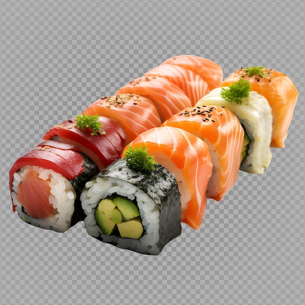 PSD comida de sushi japonés aislada sobre fondo transparente plato de sushi japonés png generativo ai