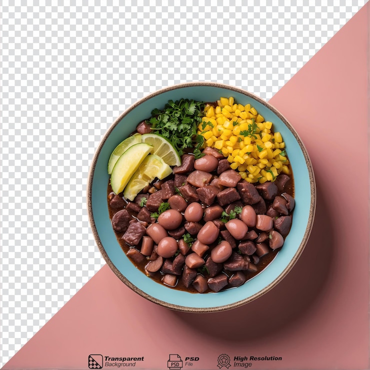 PSD comida tradicional brasileña de feijoada aislada en un fondo transparente
