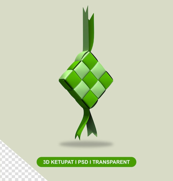 Comida Tradicional Indonésia Ketupat 3D Cultura do Ramadã