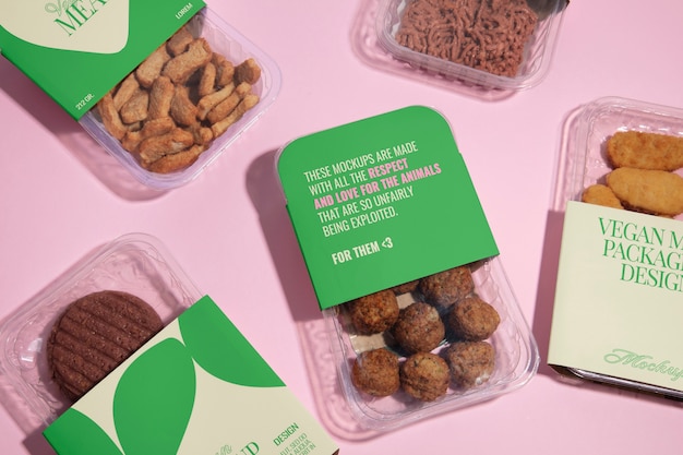 Comida vegana en envases de plástico.