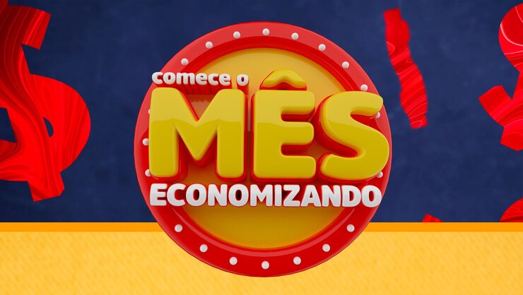 PSD comience el mes ahorrando insignia 3d