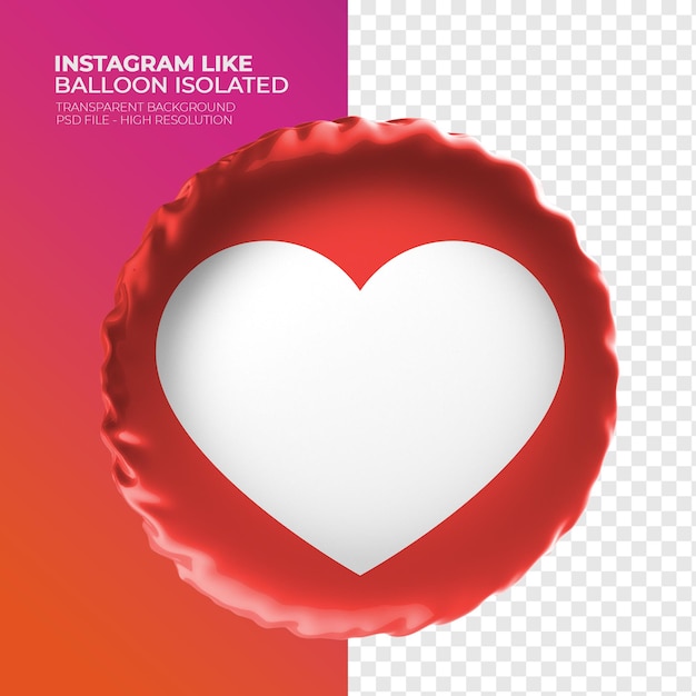 PSD comme isntagram heart balloon 3d